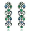 Michael Nash Jewelry Women's Multi-color Crystal Gemstone Clip On Earrings Set In Blackened Rhodium In Blue