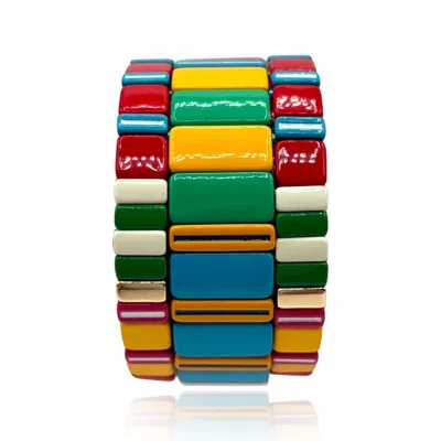 Michael Nash Jewelry Women's Multi-color Enamel Three-strand  Striped One-size Elasticized Bracelets
