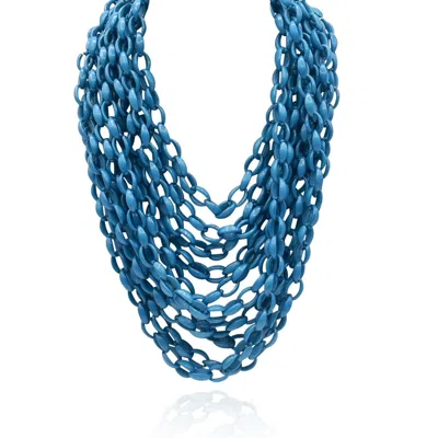 Michael Nash Jewelry Women's Multi Strand Blue Resin Chain Necklace