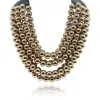 Michael Nash Jewelry Women's Multi-strand Gold-plated Resin Bead Necklace With Black Vegan Leather Adjustable Clasp In Gold