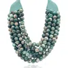 Michael Nash Jewelry Women's Multi-strand Green Onyx Resin Necklace With Vegan Adjustable Clasp