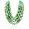 Michael Nash Jewelry Women's Multi-strand Jade Green  Resin Necklace With Vegan Adjustable Clasp