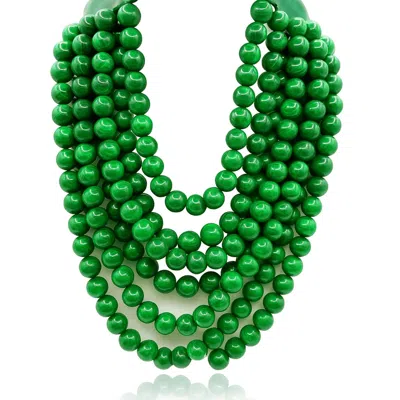 Michael Nash Jewelry Women's Multi-strand Malachite Resin Necklace With Green Vegan Adjustable Clasp