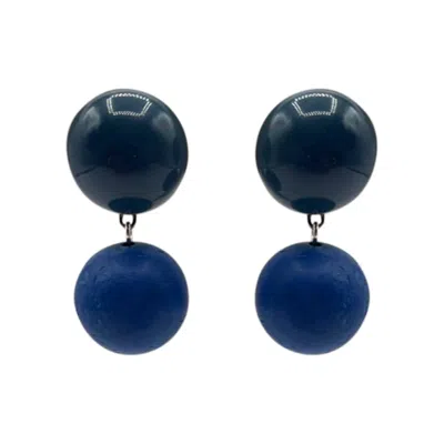 Michael Nash Jewelry Women's Navy Blue Resin Pierced Earrings - Contemporary Elegance For Any Occasion
