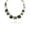 Michael Nash Jewelry Women's Neutrals / Black / Grey Multi Grey And Clear Cushion Shaped Resin Necklace In Multi