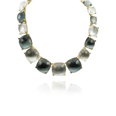 Michael Nash Jewelry Women's Neutrals / Black / Grey Multi Grey And Clear Cushion Shaped Resin Necklace