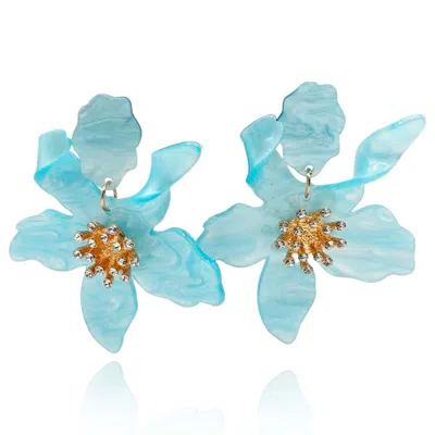 Michael Nash Jewelry Women's Neutrals / Blue Aqua Floral Resin Drop Earrings