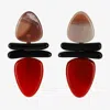 Michael Nash Jewelry Women's Neutrals / Brown / Red Luisa Bone And Black And Red Carnelian Drop Resin Earrings In Red