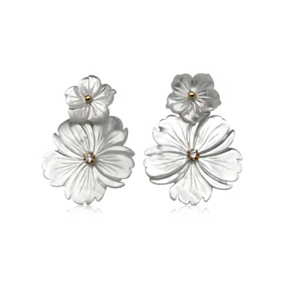 Michael Nash Jewelry Women's Neutrals Carved Mother Of Pearl Floral Button Drop In Gray