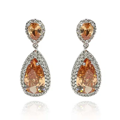 Michael Nash Jewelry Women's Neutrals Champagne Cubic Zirconium Pear Shape Earrings In White