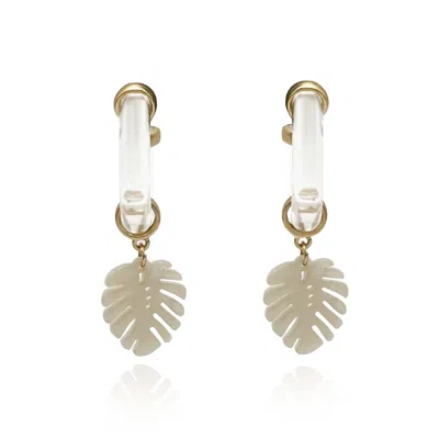 Michael Nash Jewelry Women's Neutrals Clear Resin Hoop Earring With Clear Leaf Drop
