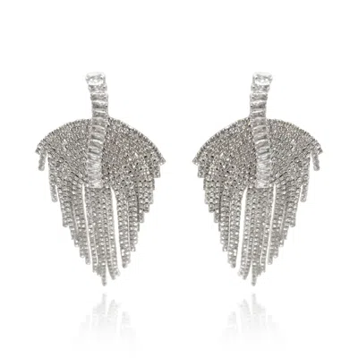 Michael Nash Jewelry Women's Neutrals Deco Multi-crystal Drop Clip-on Earrings - Rhodium Setting