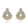 Michael Nash Jewelry Women's Neutrals Diamond And Canary Cubic Zirconium Drop Hoop Earrings