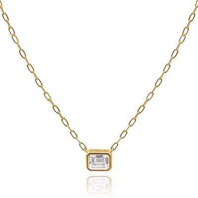 Michael Nash Jewelry Women's Neutrals Diamond Cubic Zirconium Emerald Cut Pendant - Sterling Silver Vermeil Chain In Gray