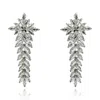 Michael Nash Jewelry Women's Neutrals Floral Shape Navette Top With Cascading Navette Diamond Cubic Zirconium Clip On Dro
