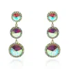 Michael Nash Jewelry Women's Neutrals / Gold Aurora Borealis Round Glass Stone Drop Earrings In Gold