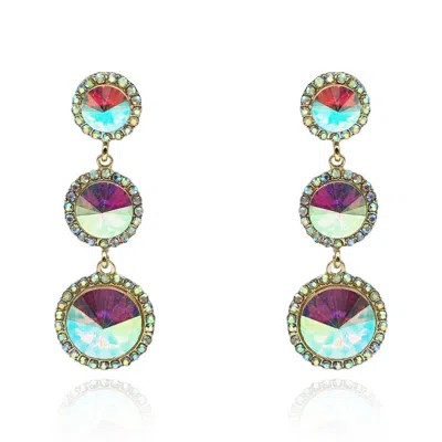 Michael Nash Jewelry Women's Neutrals / Gold Aurora Borealis Round Glass Stone Drop Earrings