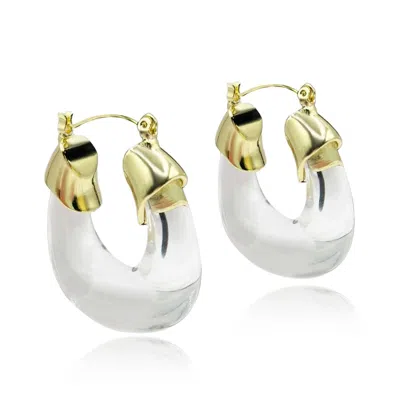 Michael Nash Jewelry Women's Neutrals / Gold Clear Resin And Gold Hoop Earrings