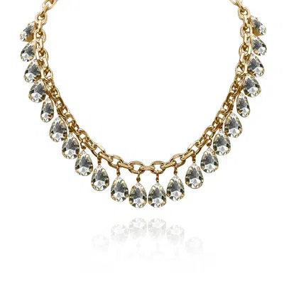 Michael Nash Jewelry Women's Neutrals / Gold Crystal Pear Shape Gold Drop Necklace
