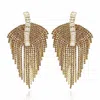 Michael Nash Jewelry Women's Neutrals / Gold Deco Style Gold Clip-on Drop Earrings With Crystal And Crystal Baguette Acce In Gold