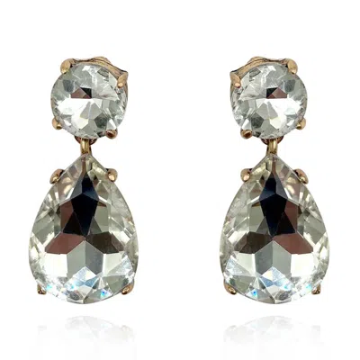 Michael Nash Jewelry Women's Neutrals / Gold Marina Large Pear-faceted Crystal Drop Pierced Earrings In Brass With Gold P