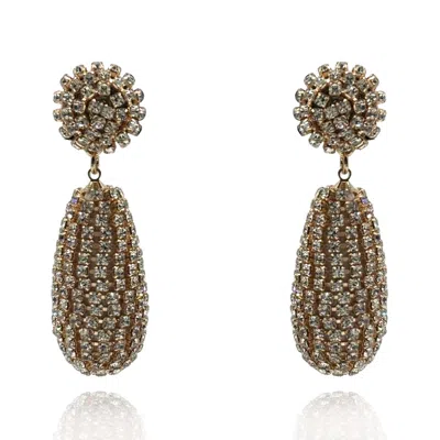 Michael Nash Jewelry Women's Neutrals Gold Rhinestone Chain-covered Teardrop Resin Earrings In Yellow