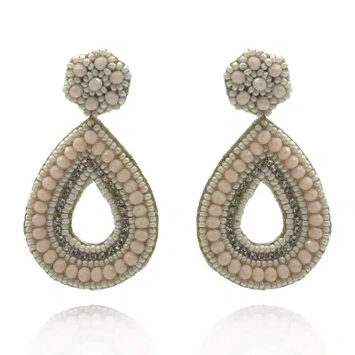 Michael Nash Jewelry Women's Neutrals Hand-beaded Ivory Earrings With Rhinestone Accents In White