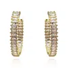 Michael Nash Jewelry Women's Neutrals Large Gold Plated Cubic Zirconium Baguette Hoop Earrings