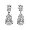 Michael Nash Jewelry Women's Neutrals Large Pear Double Cubic Zirconai And Sterling Silver Drop Clip On Earrings In Gray