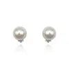 Michael Nash Jewelry Women's Neutrals Large Round Shell Based Pearl Clip On Earrings Set In Sterling Silver In Gray