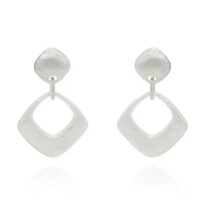Michael Nash Jewelry Women's Neutrals Lightweight Large White Square Drop Clip-on Resin Earrings