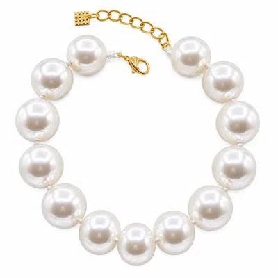 Michael Nash Jewelry Women's Neutrals Lucy Knotted  Pearl Gumball Size Choker In Gold