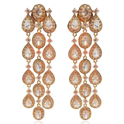 Michael Nash Jewelry Women's Neutrals Multi Shape Crystal Drop Clip On Earrings Set In Gold Plate In Yellow