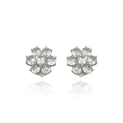 Michael Nash Jewelry Women's Neutrals Multi Stone Cubic Zirconium Clip On Button Set In Sterling Silver In Gray