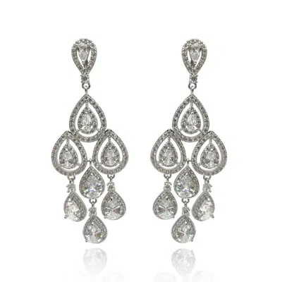 Michael Nash Jewelry Women's Neutrals Pear Shape Crystal Drop Clip-on Earrings - Rhodium Setting