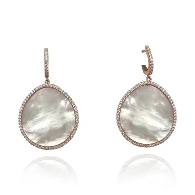 Michael Nash Jewelry Women's Neutrals / Rose Gold Rose Gold Mother Of Pearl Earrings With Micro Pave Cubic Zirconia