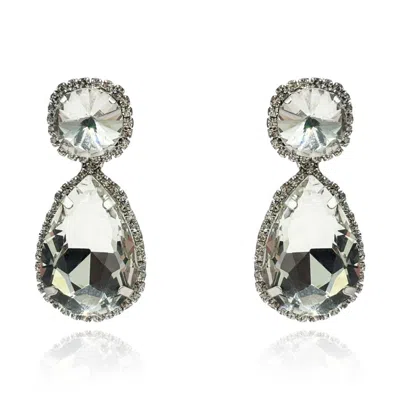 Michael Nash Jewelry Women's Neutrals / Silver Crystal Pear Shape And Pave Drop Earrings
