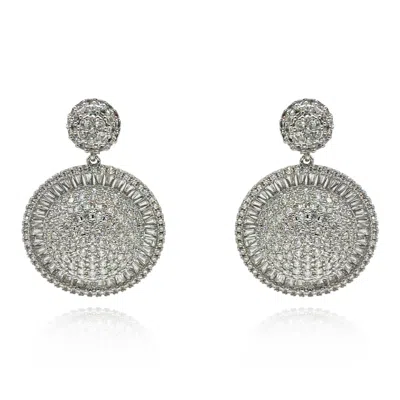 Michael Nash Jewelry Women's Neutrals / Silver Cubic Zirconium Pave And Baguette Drop Earrings