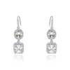 Michael Nash Jewelry Women's Neutrals / Silver Diamond Cubic Zirconium Oval And Emerald Shape Drop Earrings With Pave Cub In Silver