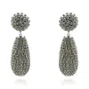 Michael Nash Jewelry Women's Neutrals Silver Plated Rhinestone Covered Resin Teardrop Resin Earrings In Gray