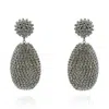 Michael Nash Jewelry Women's Neutrals Silver Rhinestone Chain-covered Large Drop Resin Earrings In Gray