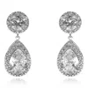 Michael Nash Jewelry Women's Neutrals / Silver Round With Pear Shape Drop Clip On Earrings Set With Cubic Zirconium