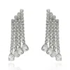 Michael Nash Jewelry Women's Neutrals / Silver Sparkling Cubic Zirconia Rhodium Plated Earrings With Pear-shaped Drop Sto In Silver