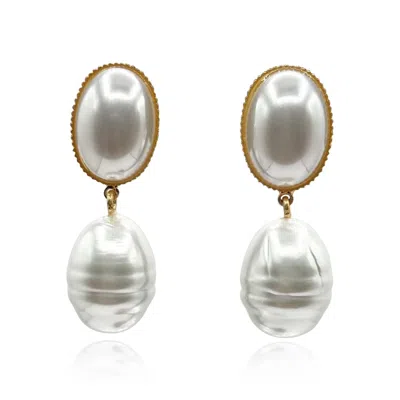 Michael Nash Jewelry Women's Neutrals / White Emma Baroque White Glass Pearl Drop Pierced Earrings