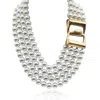Michael Nash Jewelry Women's Neutrals / White Irena Four Strand Pearl Resin Bead Nesting Necklace In Metallic