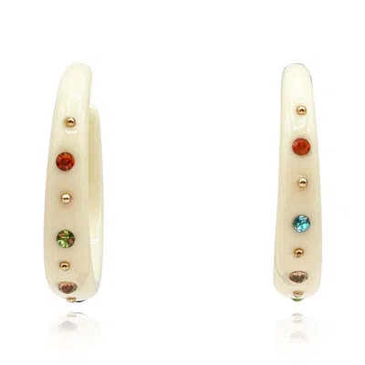Michael Nash Jewelry Women's Neutrals / White Large Ivory Studded Resin Hoop Earrings
