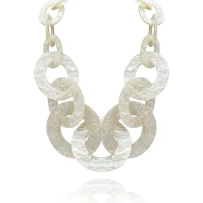 Michael Nash Jewelry Women's Neutrals / White Mother Of Pearl Resin Large Link Necklace