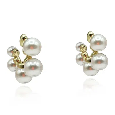 Michael Nash Jewelry Women's Neutrals / White Round Pearl Hoop Earrings