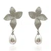 Michael Nash Jewelry Women's Neutrals / White / Silver Cubic Zirconium Pave And Pearl Drop Clip On Earrings
