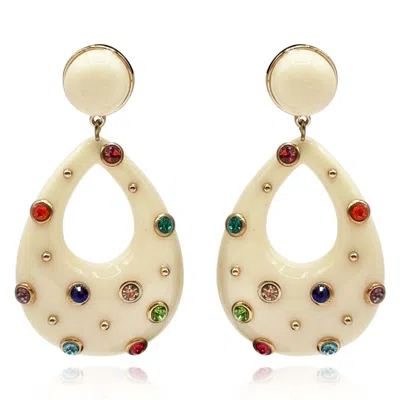 Michael Nash Jewelry Women's Neutrals / White Studded Ivory Resin Large Hoop Earrings
